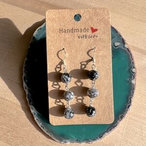 Terra Plume Dangle Earrings 🖤🩶🖤